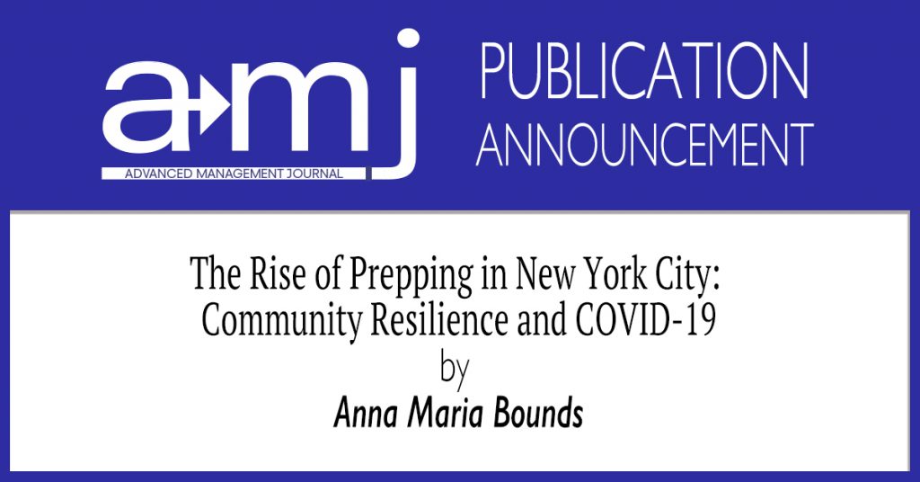 The Rise of Prepping in New York City: Community Resilience and COVID-19